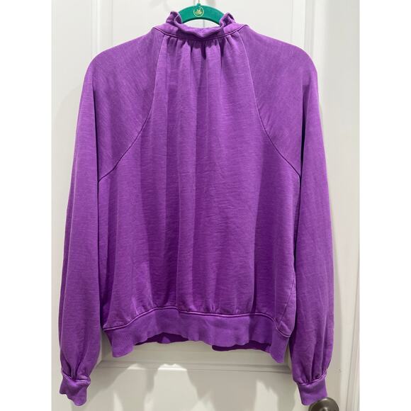 Anthropologie Pilcro Puff Sleeve Half Zip Pullover In Neon Purple Potion Sz M - Picture 8 of 9